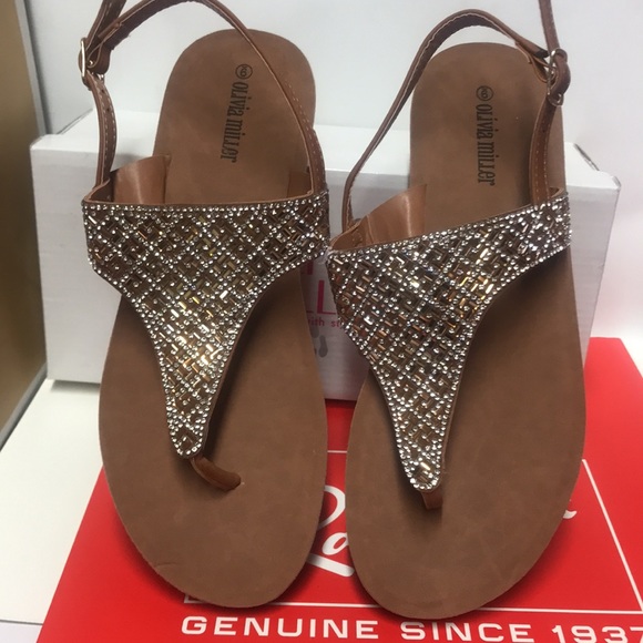 BNWT Sandals Olivia Miller size 9 Brown Stones - Picture 5 of 10